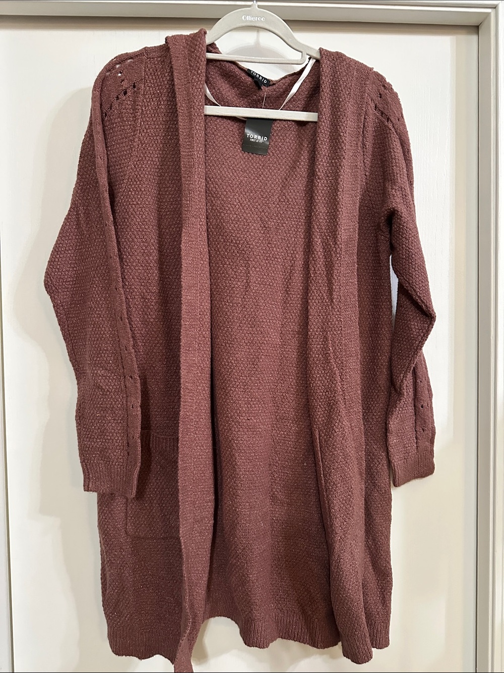 torrid rosewood open-front longline knit cardigan